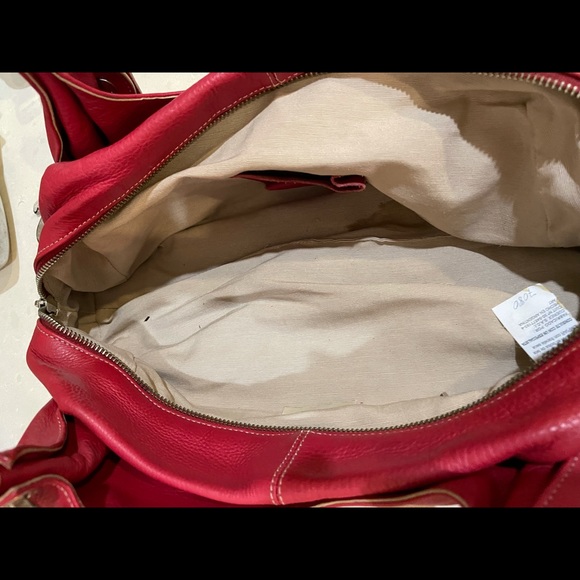 Red leather bag w/chrome/silver. Great condition. By “Prune” - Picture 4 of 4